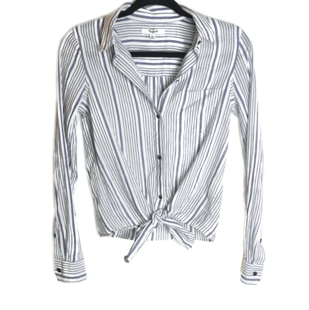 Madewell Blue and White Striped Button Down Shirt
